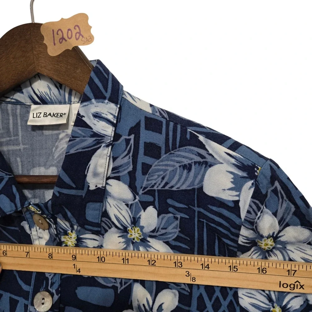 Vintage 90s Liz Baker 2 Piece Set Tropical Floral‎ Dress and Crop Jacket Blue 14